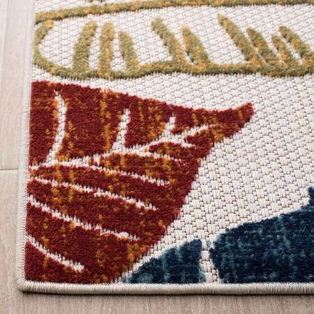 Safavieh Cabana Power Loomed Rectangle Area RugCreme & Red 2 x 8 ft. CBN831A-28